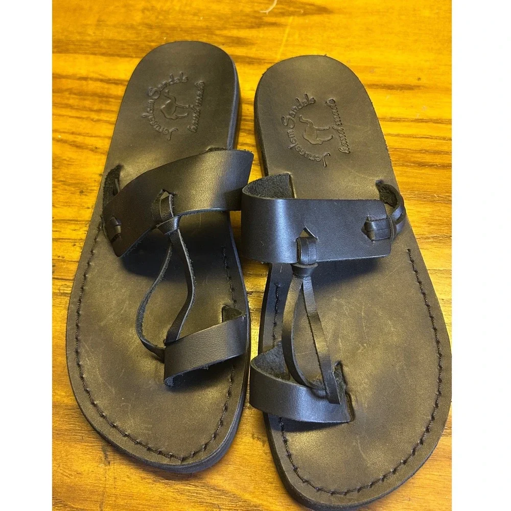 David Leather Open Toe Jerusalem black Sandals The Good Shepherd Mens 43